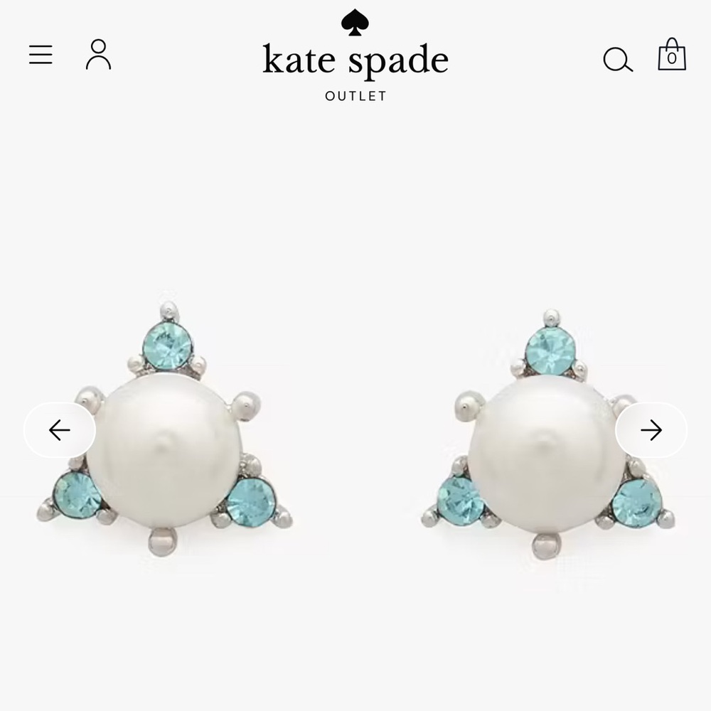Kate Spade White Pearl and Blue Gem Triangle Earrings